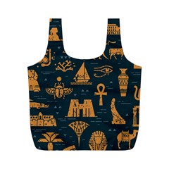 Dark Seamless Pattern Symbols Landmarks Signs Egypt Full Print Recycle Bag (m) by Wegoenart