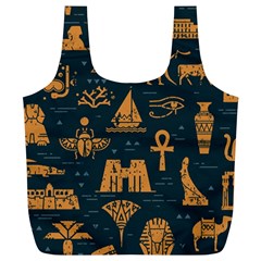 Dark Seamless Pattern Symbols Landmarks Signs Egypt Full Print Recycle Bag (xl) by Wegoenart