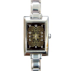 Luxury Golden Mandala Background Rectangle Italian Charm Watch by Wegoenart