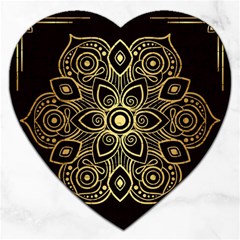 Luxury Golden Mandala Background Jigsaw Puzzle (heart) by Wegoenart