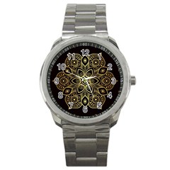 Luxury Golden Mandala Background Sport Metal Watch by Wegoenart