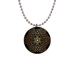 Luxury Golden Mandala Background 1  Button Necklace by Wegoenart