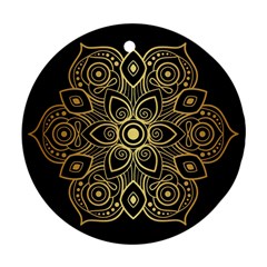 Luxury Golden Mandala Background Round Ornament (two Sides) by Wegoenart