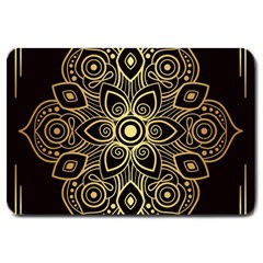 Luxury Golden Mandala Background Large Doormat  by Wegoenart