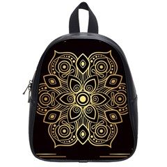 Luxury Golden Mandala Background School Bag (small) by Wegoenart