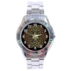 Luxury Golden Mandala Background Stainless Steel Analogue Watch by Wegoenart