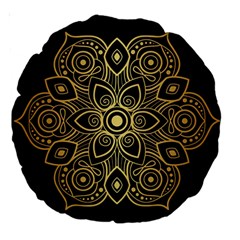 Luxury Golden Mandala Background Large 18  Premium Round Cushions by Wegoenart