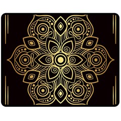 Luxury Golden Mandala Background Double Sided Fleece Blanket (medium)  by Wegoenart