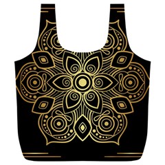 Luxury Golden Mandala Background Full Print Recycle Bag (xxxl) by Wegoenart