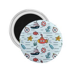 Cartoon Nautical Seamless Background 2 25  Magnets by Wegoenart