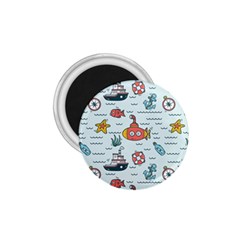 Cartoon Nautical Seamless Background 1 75  Magnets by Wegoenart