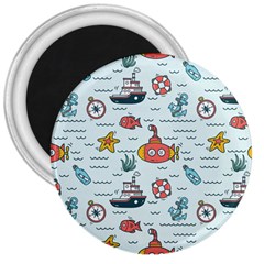 Cartoon Nautical Seamless Background 3  Magnets by Wegoenart