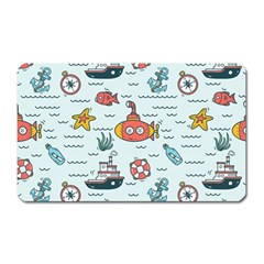 Cartoon Nautical Seamless Background Magnet (rectangular) by Wegoenart