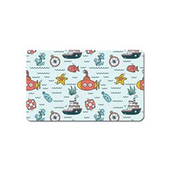 Cartoon Nautical Seamless Background Magnet (name Card) by Wegoenart