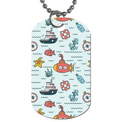 Cartoon Nautical Seamless Background Dog Tag (two Sides) by Wegoenart