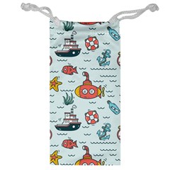 Cartoon Nautical Seamless Background Jewelry Bag by Wegoenart