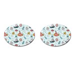 Cartoon Nautical Seamless Background Cufflinks (Oval) Front(Pair)