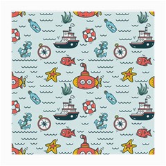 Cartoon Nautical Seamless Background Medium Glasses Cloth by Wegoenart