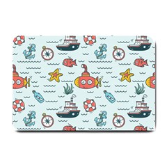 Cartoon Nautical Seamless Background Small Doormat  by Wegoenart