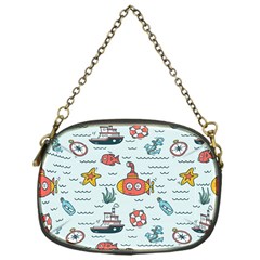 Cartoon Nautical Seamless Background Chain Purse (one Side) by Wegoenart