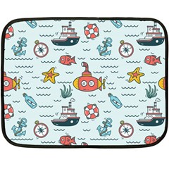 Cartoon Nautical Seamless Background Fleece Blanket (mini) by Wegoenart