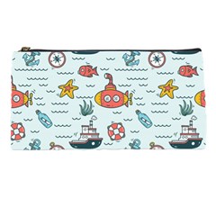 Cartoon Nautical Seamless Background Pencil Cases by Wegoenart