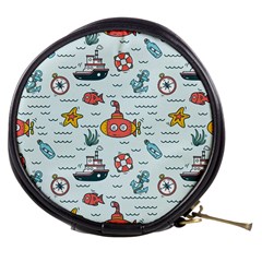 Cartoon Nautical Seamless Background Mini Makeup Bag by Wegoenart