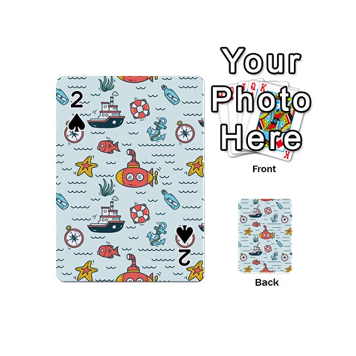 Cartoon Nautical Seamless Background Playing Cards 54 Designs (Mini)