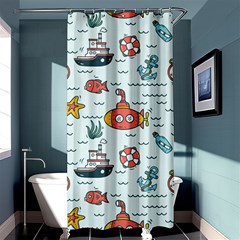 Cartoon Nautical Seamless Background Shower Curtain 36  X 72  (stall)  by Wegoenart