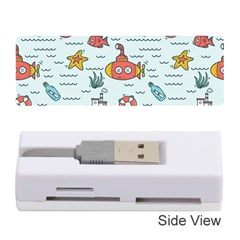 Cartoon Nautical Seamless Background Memory Card Reader (stick) by Wegoenart