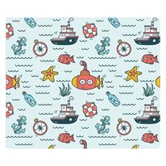 Cartoon Nautical Seamless Background Double Sided Flano Blanket (small)  by Wegoenart