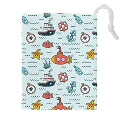 Cartoon Nautical Seamless Background Drawstring Pouch (4xl)