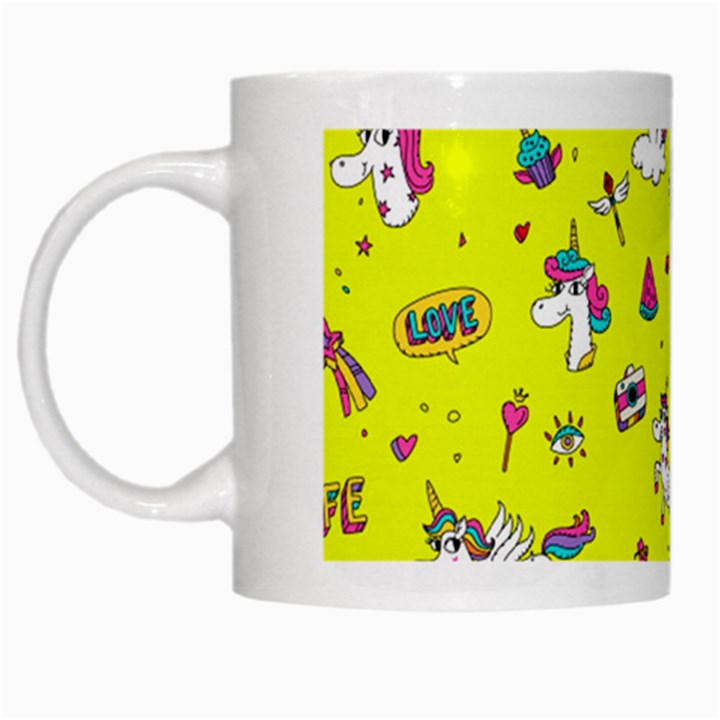 Pattern Unicorns Mermaids Horses Girlish Things White Mugs