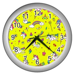 Pattern Unicorns Mermaids Horses Girlish Things Wall Clock (silver) by Wegoenart