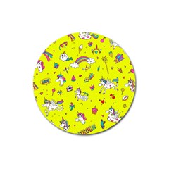 Pattern Unicorns Mermaids Horses Girlish Things Magnet 3  (round) by Wegoenart