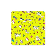 Pattern Unicorns Mermaids Horses Girlish Things Square Magnet by Wegoenart