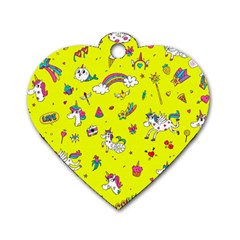 Pattern Unicorns Mermaids Horses Girlish Things Dog Tag Heart (one Side) by Wegoenart