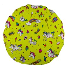 Pattern Unicorns Mermaids Horses Girlish Things Large 18  Premium Flano Round Cushions by Wegoenart