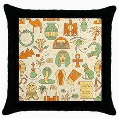 Egypt Seamless Pattern Throw Pillow Case (black) by Wegoenart