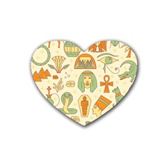 Egypt Seamless Pattern Rubber Coaster (heart)  by Wegoenart