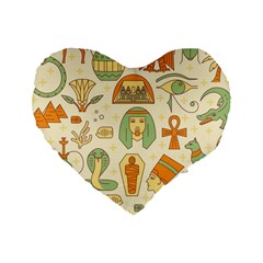 Egypt Seamless Pattern Standard 16  Premium Heart Shape Cushions by Wegoenart