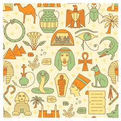 Egypt Seamless Pattern Wooden Puzzle Square by Wegoenart