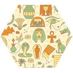 Egypt Seamless Pattern Wooden Puzzle Hexagon by Wegoenart