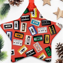 Vintage Retro Cassette Tape Pattern Design Template Ornament (star) by Wegoenart