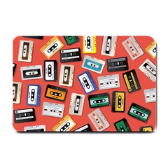 Vintage Retro Cassette Tape Pattern Design Template Small Doormat  by Wegoenart