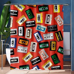 Vintage Retro Cassette Tape Pattern Design Template Shower Curtain 60  X 72  (medium)  by Wegoenart