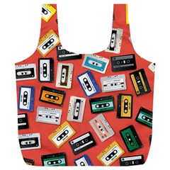 Vintage Retro Cassette Tape Pattern Design Template Full Print Recycle Bag (xl) by Wegoenart