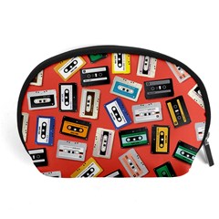 Vintage Retro Cassette Tape Pattern Design Template Accessory Pouch (large) by Wegoenart