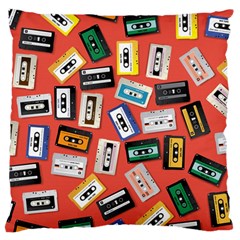 Vintage Retro Cassette Tape Pattern Design Template Large Flano Cushion Case (two Sides) by Wegoenart