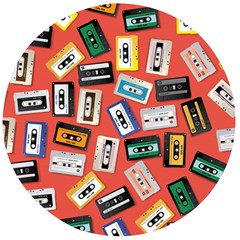 Vintage Retro Cassette Tape Pattern Design Template Wooden Bottle Opener (round) by Wegoenart